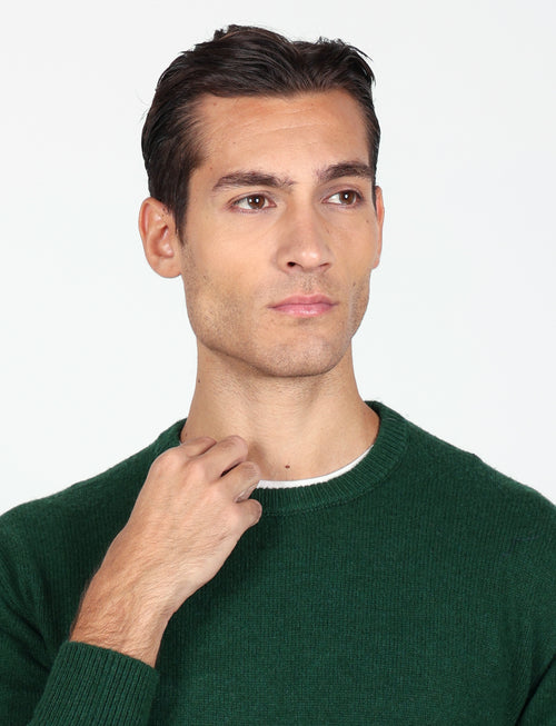 Maglia girocollo in lana lambswool |Colore:Verde inglese