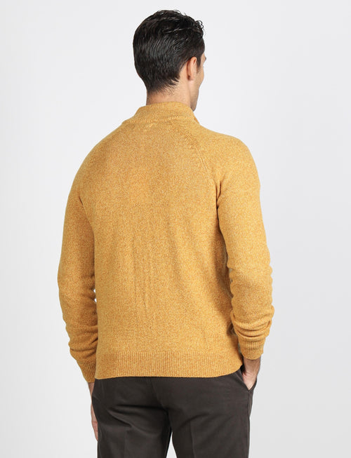 Cardigan con zip in lana lambswool |Colore:Ocra
