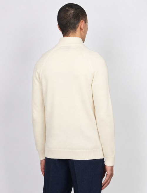 Cardigan full zip in lambswool |Colore:Panna