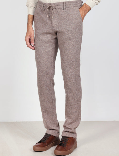 Pantaloni in lana con coulisse e risvolto |Colore:Beige
