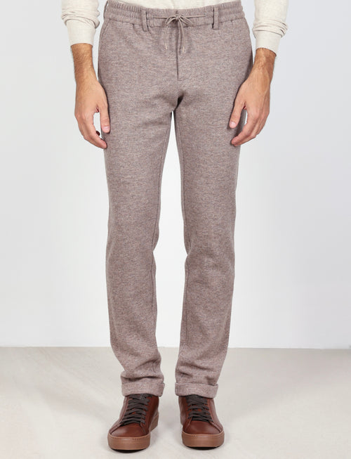 Pantaloni in lana con coulisse e risvolto |Colore:Beige