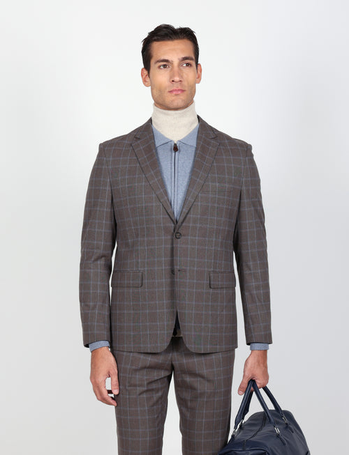 Abito principe di galles slim fit |Colore:Fango