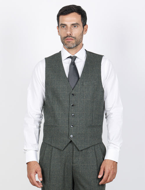 Gilet monopetto pied de poule bicolore |Colore:Verde