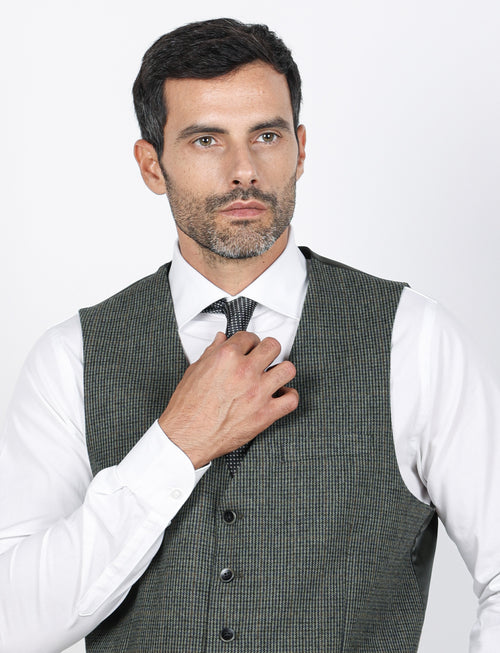 Gilet monopetto pied de poule bicolore |Colore:Verde