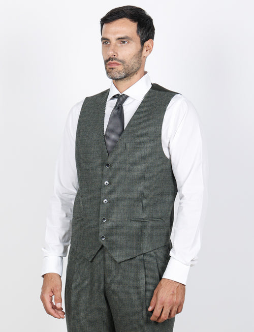 Gilet monopetto pied de poule bicolore |Colore:Verde