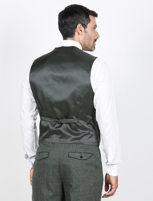 Gilet monopetto pied de poule bicolore |Colore:Verde