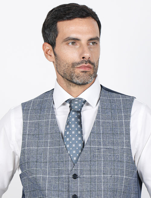 Gilet principe di galles bicolore |Colore:Avio