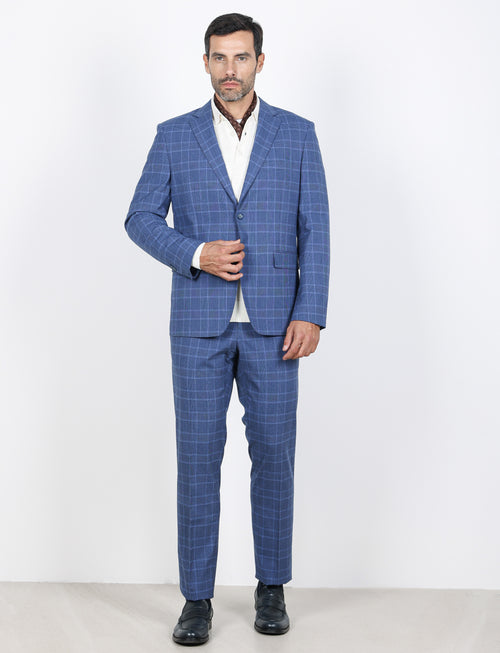 Abito principe di galles slim fit |Colore:Avio