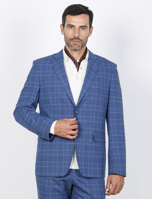 Abito principe di galles slim fit |Colore:Avio