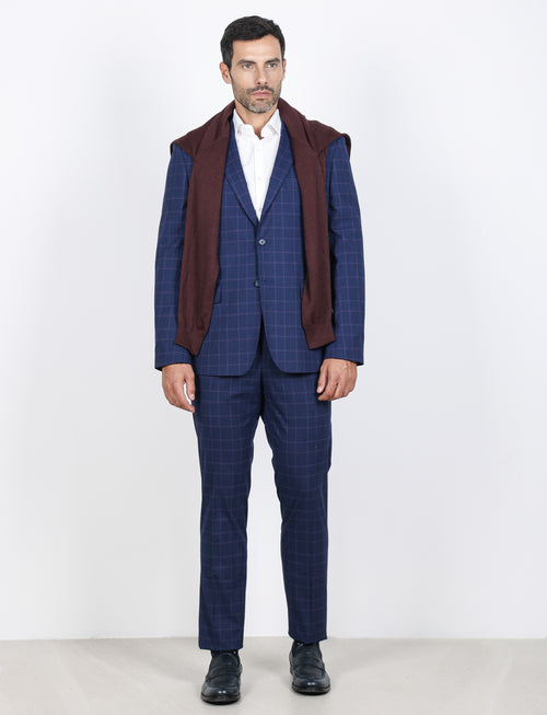 Abito principe di galles slim fit |Colore:Blu