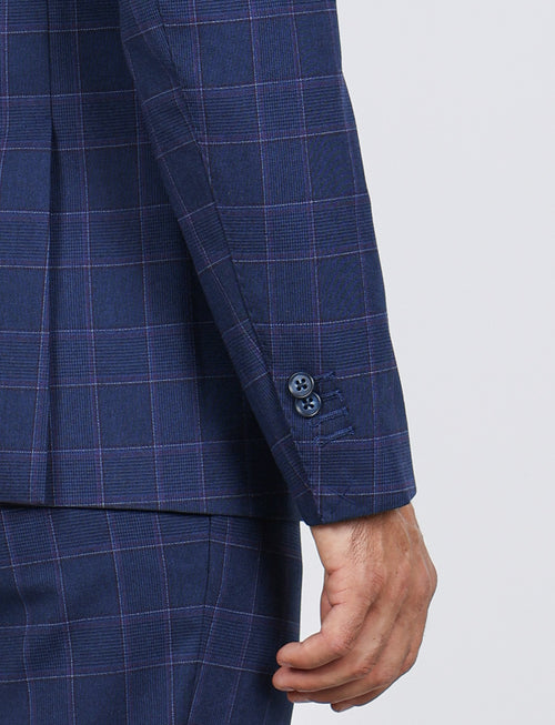 Abito principe di galles slim fit |Colore:Blu