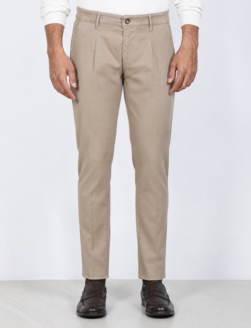 Pantaloni con pinces in cotone |Colore:Beige