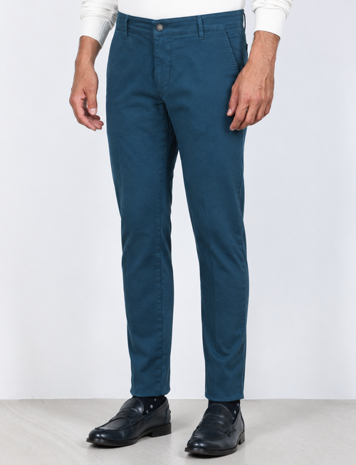 Pantaloni chino in cotone gabardine |Colore:Petrolio
