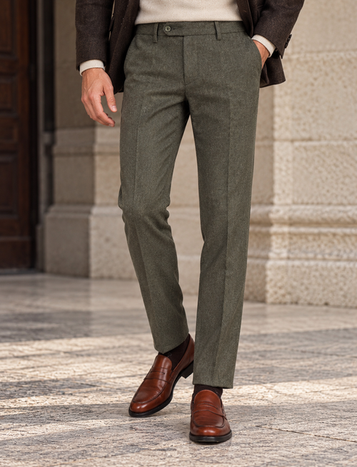 Pantaloni in flanella di lana |Colore:Salvia