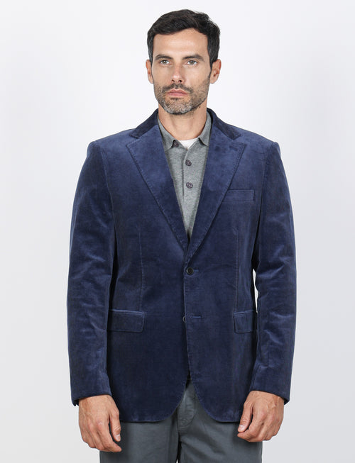Giacca in velluto a coste di cotone|Colore:Avio