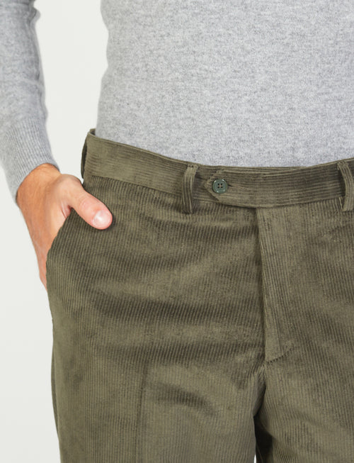 Pantaloni in velluto a coste di cotone |Colore:Verde