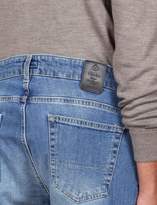 Jeans cinque tasche in cotone stretch |Colore:Lavaggio chiaro