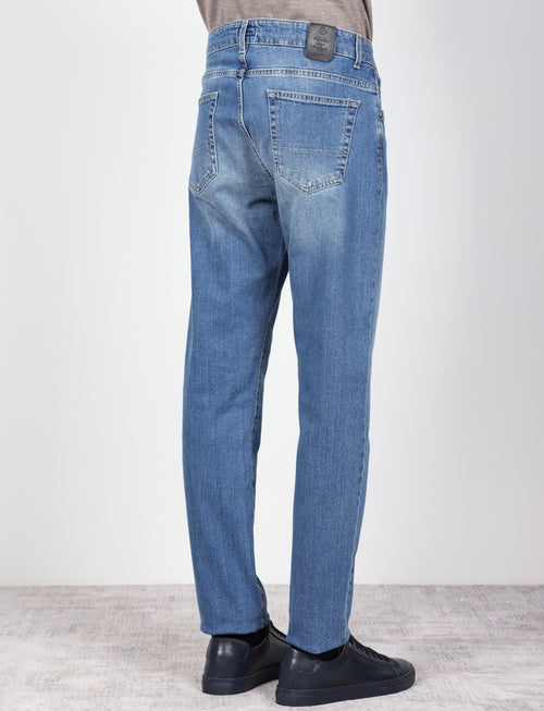 Jeans cinque tasche in cotone stretch |Colore:Lavaggio chiaro