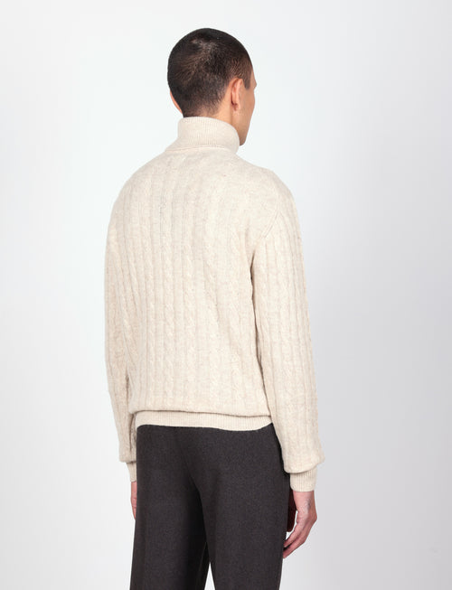 Dolcevita in lambswool a trecce|Colore:Beige