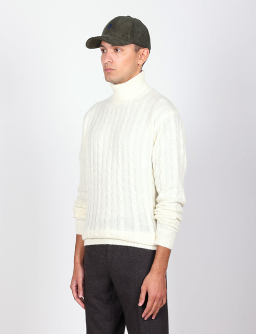 Dolcevita in lambswool a trecce|Colore:Panna