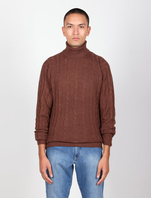 Dolcevita in lambswool a trecce|Colore:Moro
