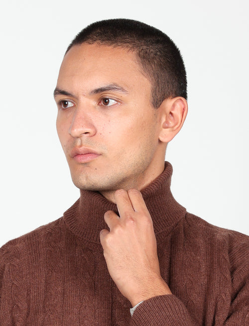 Dolcevita in lambswool a trecce|Colore:Moro