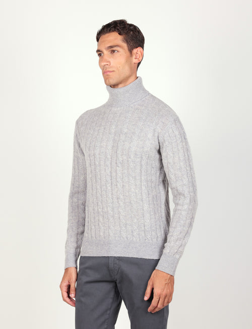 Dolcevita in lambswool a trecce|Colore:Grigio