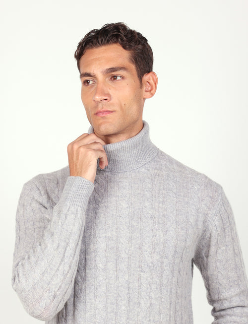 Dolcevita in lambswool a trecce|Colore:Grigio
