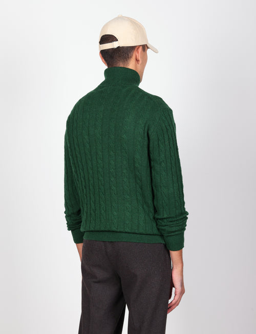 Dolcevita in lambswool a trecce|Colore:Verde inglese