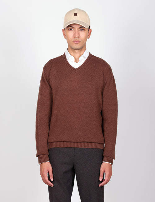 Maglia scollo a v in lambswool |Colore:Moro