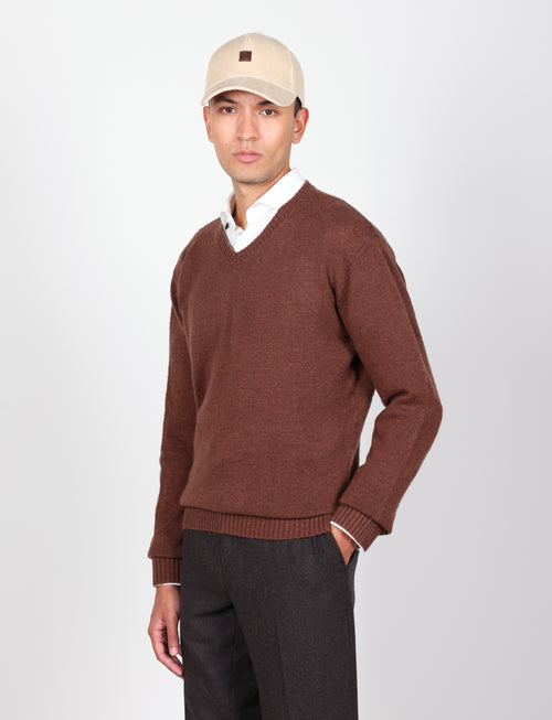 Maglia scollo a v in lambswool |Colore:Moro
