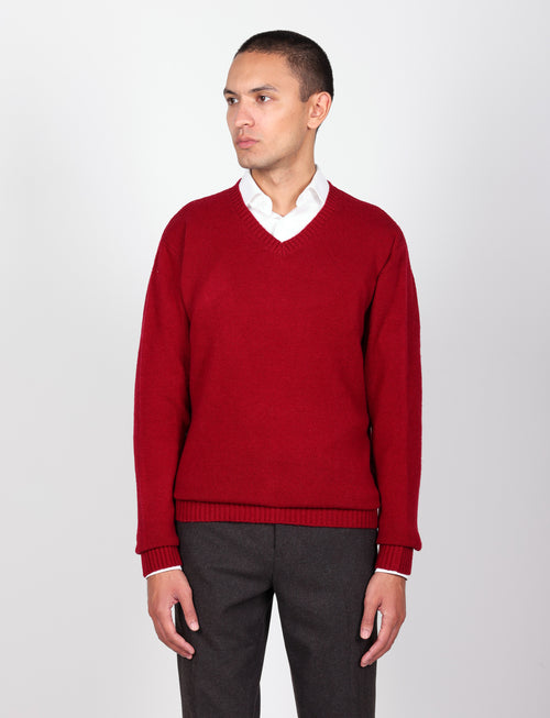 Maglia scollo a v in lambswool |Colore:Bordo