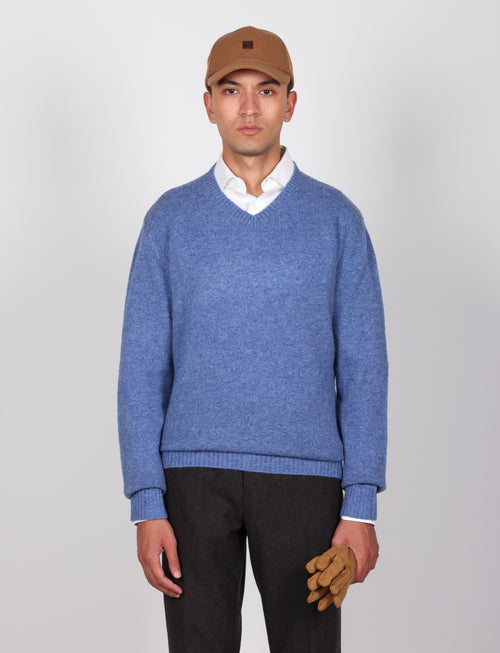Maglia scollo a v in lambswool |Colore:Azzurro