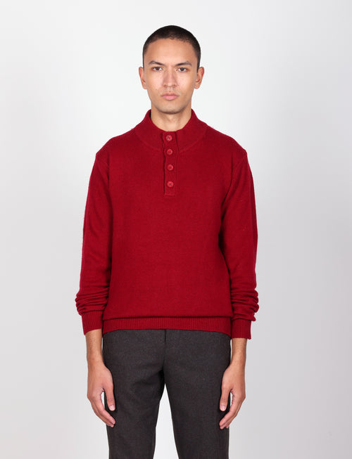 Maglia serafino in lambswool a quattro bottoni |Colore:Bordo
