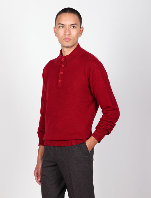Maglia serafino in lambswool a quattro bottoni |Colore:Bordo