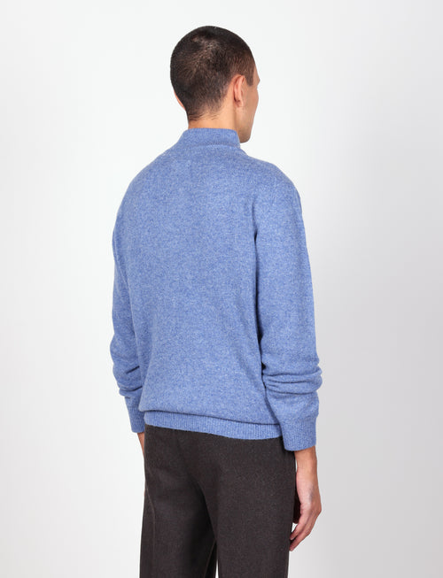 Maglia serafino in lambswool a quattro bottoni |Colore:Azzurro