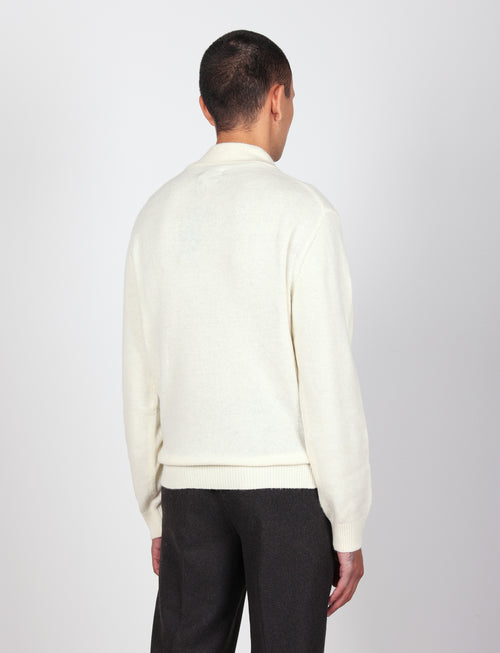 Maglia serafino in lambswool a quattro bottoni |Colore:Panna