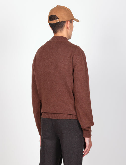 Maglia serafino in lambswool a quattro bottoni |Colore:Moro
