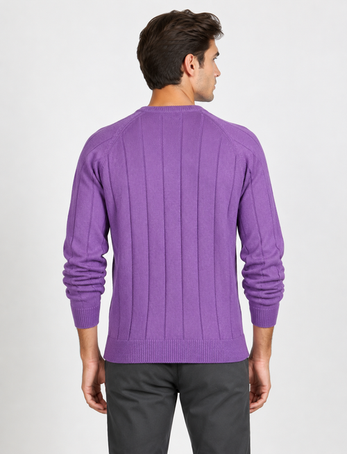 Maglia girocollo a coste in cotone e lana |Colore:Viola