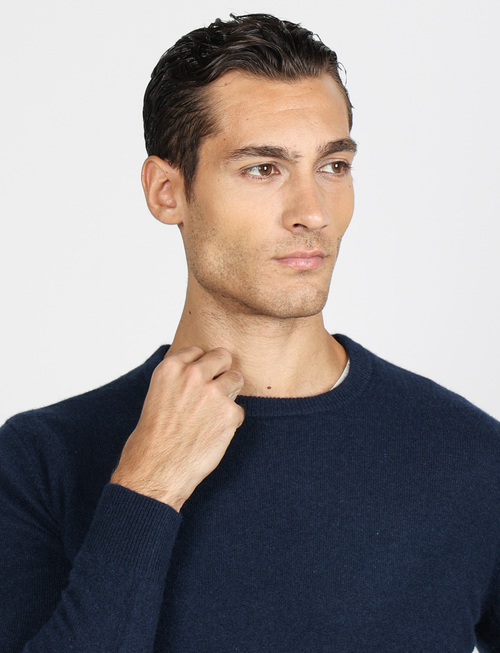 Maglia girocollo 100% cashmere  |Colore:Blu
