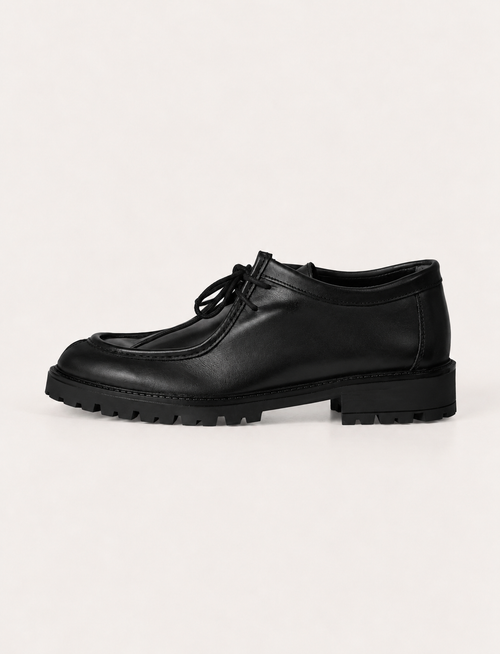 Scarpe stringate in pelle modello ingegnere |Colore:Nero