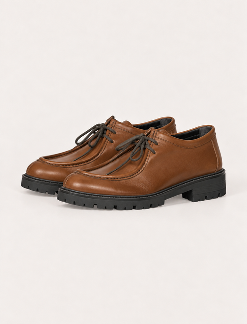 Scarpe stringate in pelle modello ingegnere |Colore:Marrone