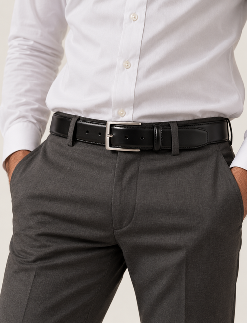 Cintura classica in vera pelle|Colore:Nero