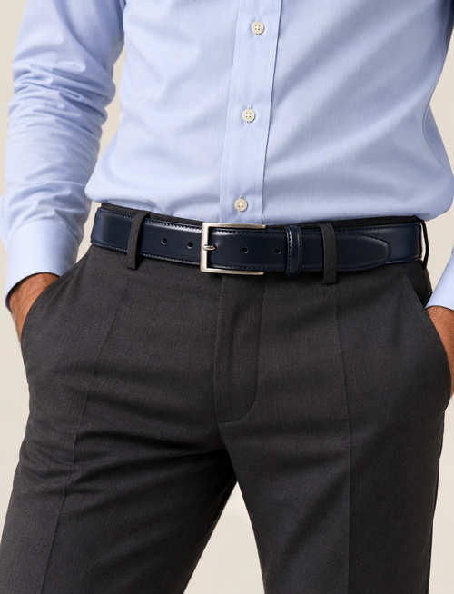 Cintura classica in vera pelle|Colore:Blu
