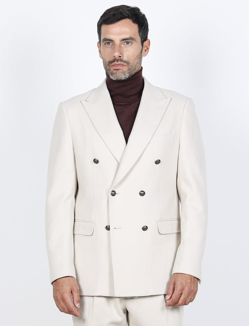 Giacca doppiopetto in misto lana |Colore:Panna