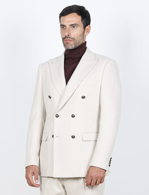 Giacca doppiopetto in misto lana |Colore:Panna
