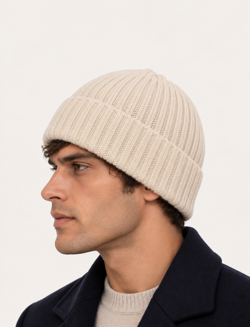 Berretto in puro cashmere 100%|Colore:Panna