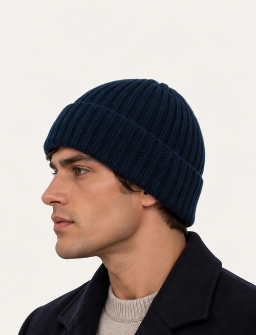 Berretto in puro cashmere 100%|Colore:Blu