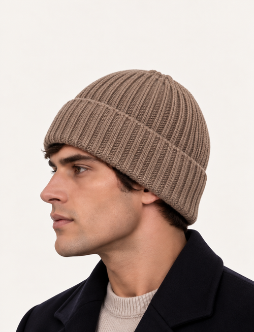 Berretto in puro cashmere 100%|Colore:Fango