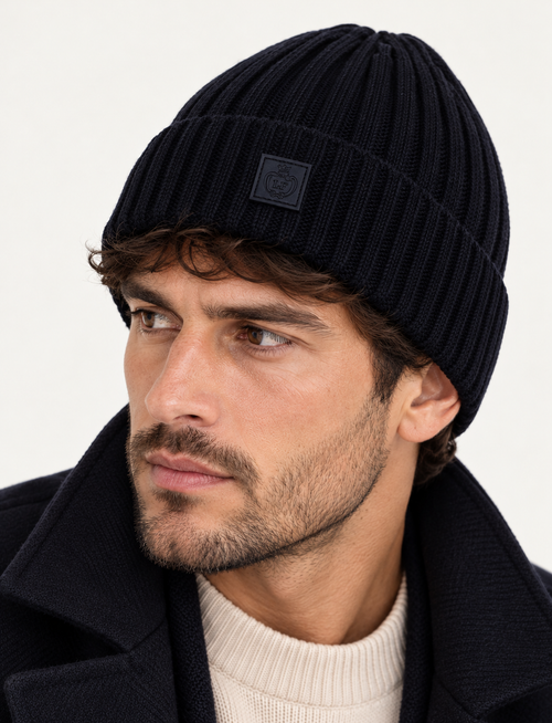 Cappello in maglia a coste |Colore:Blu